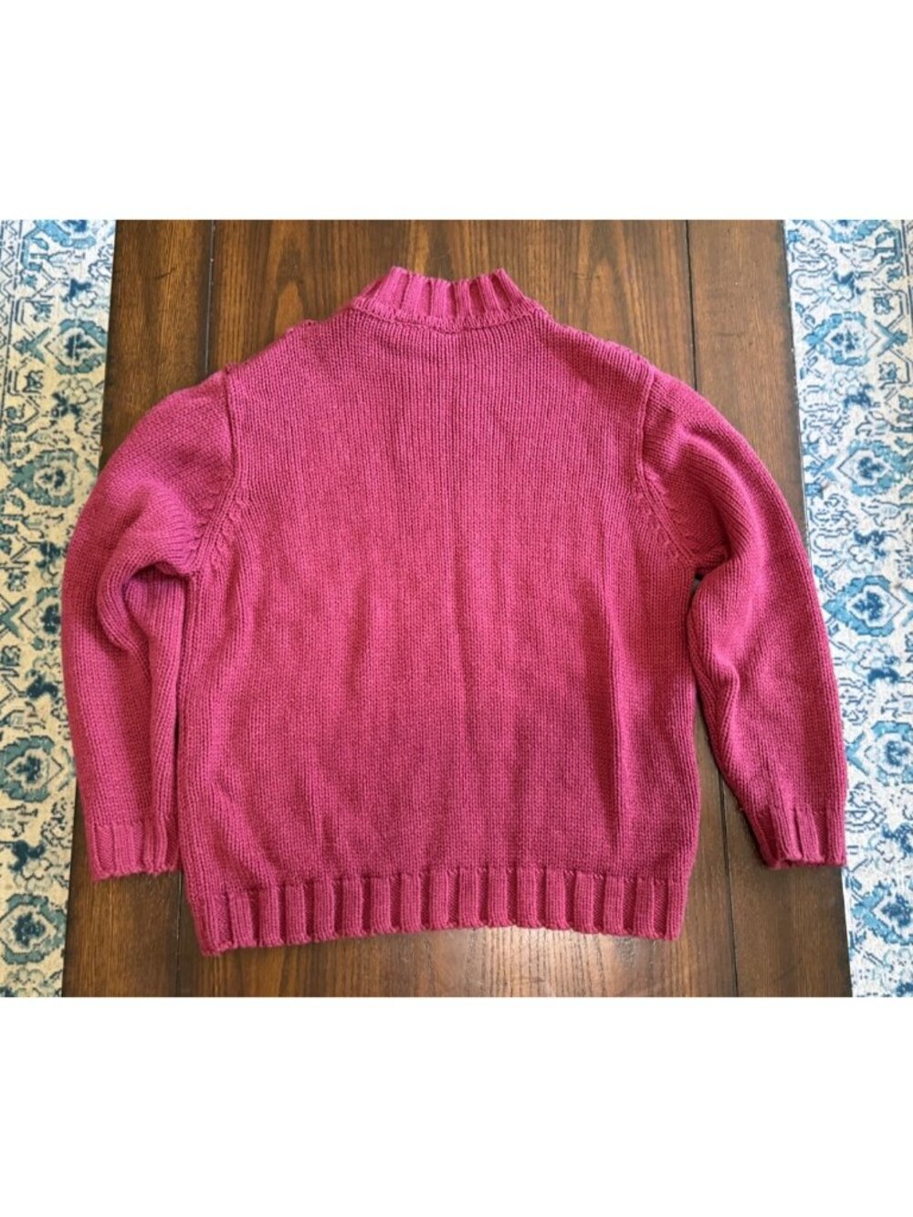 Vintage Classic Elements Cable Knit Sweater Mock Neck Red Thick Acrylic Petite M - Picture 7 of 7